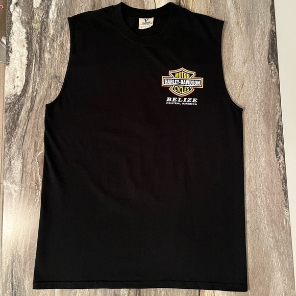YAZBEK Harley Davidson Sleeveless T-Shirt Tank Size Large Black Belize - Picture 3 of 15